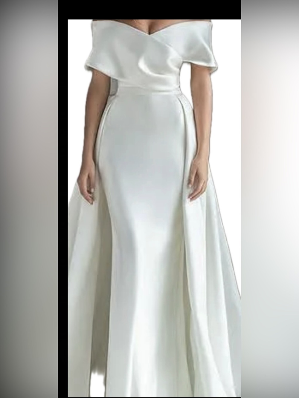 Off-Shoulder Satin Bridal Gown in White